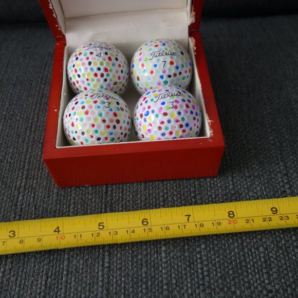 Four(4) Hand Designed Pre-Loved Titleist Pro VI Golf Balls with Collectable Box - Picture 16 of 16